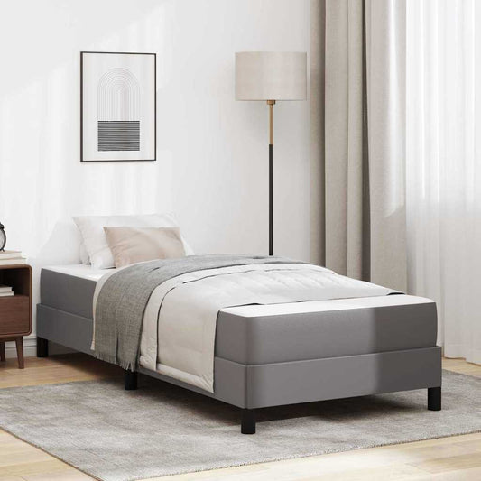 Bett mit Matratze Grau 100 x 200 cm Kunstleder