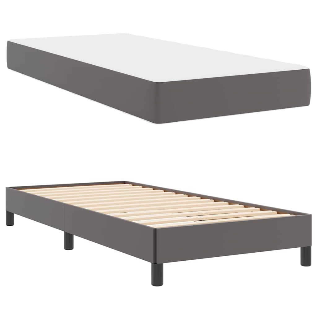 Bett mit Matratze Grau 100 x 200 cm Kunstleder