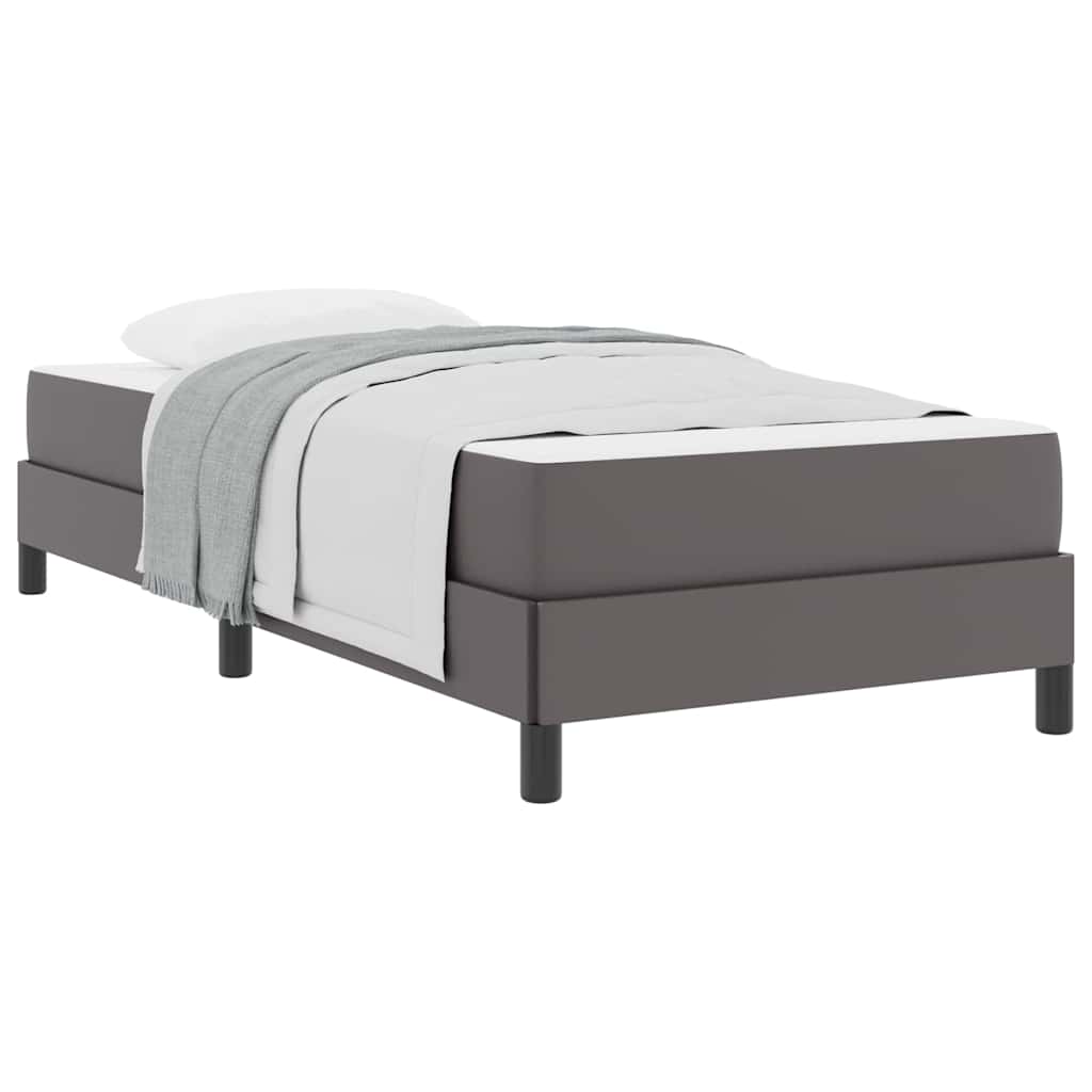 Bett mit Matratze Grau 100 x 200 cm Kunstleder