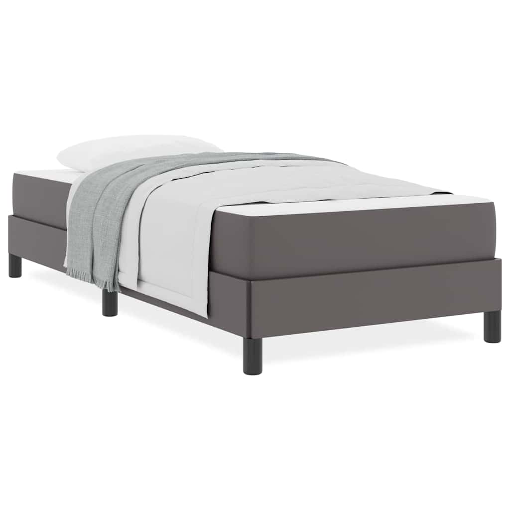 Bett mit Matratze Grau 100 x 200 cm Kunstleder