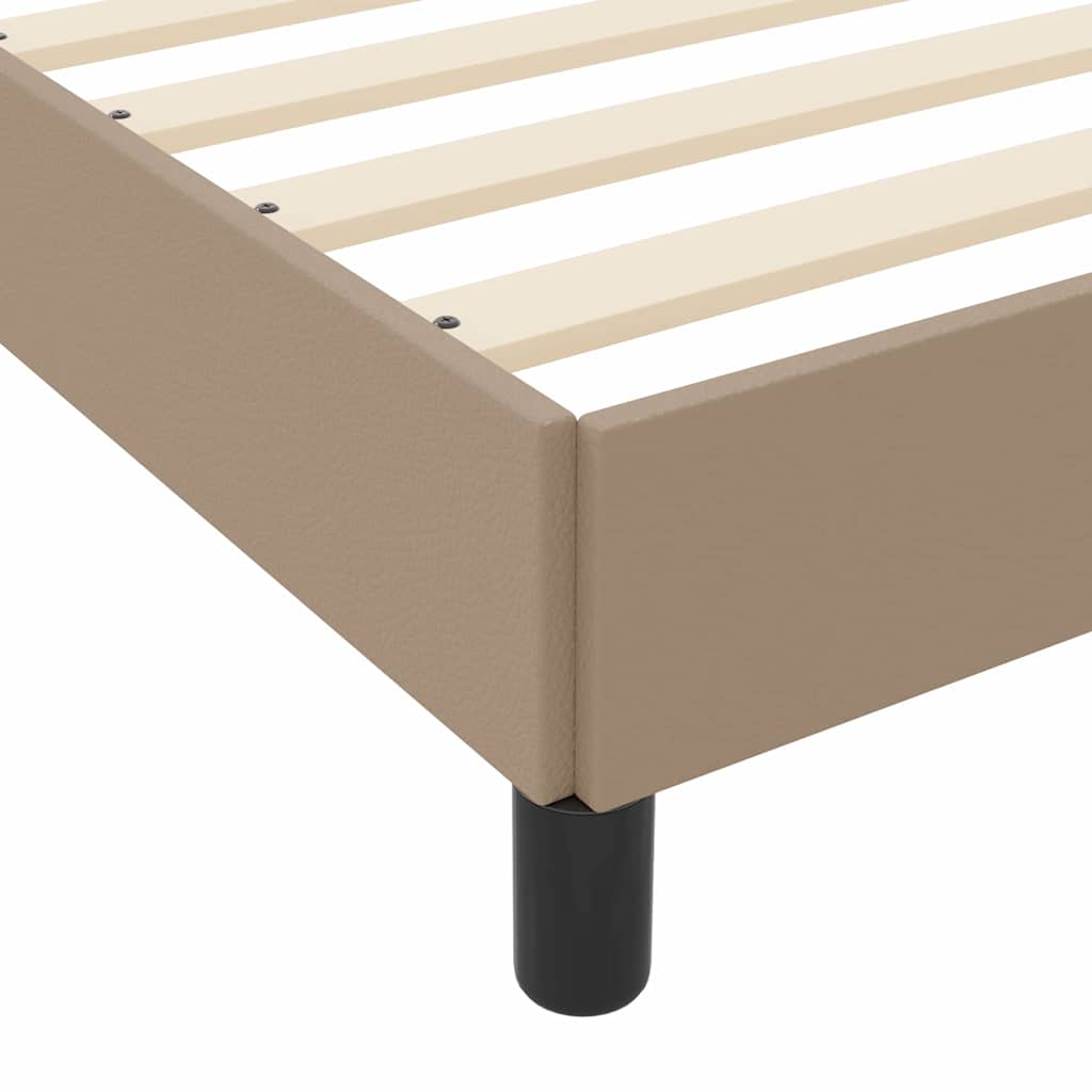 Bett mit Matratze Cappuccino 100 x 200 cm Kunstleder