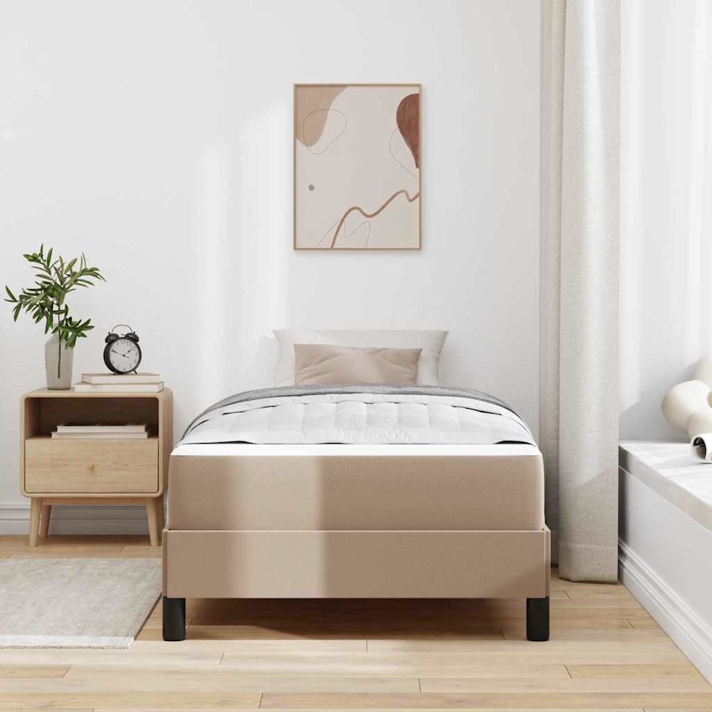 Bett mit Matratze Cappuccino 100 x 200 cm Kunstleder