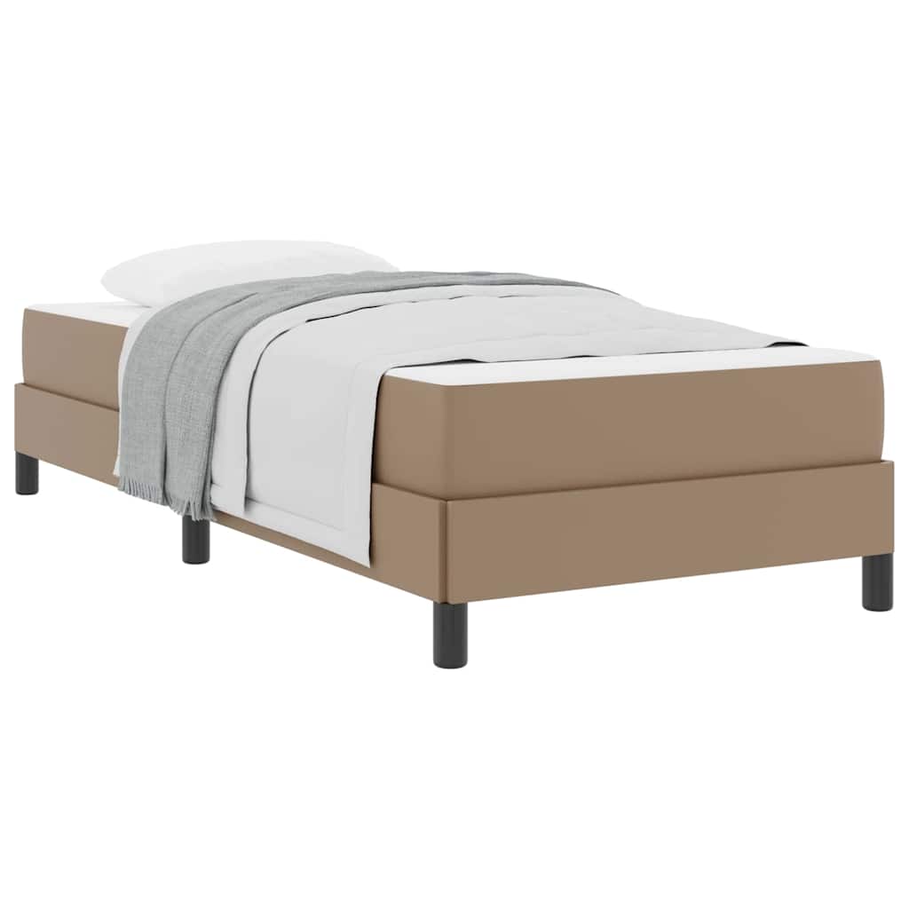 Bett mit Matratze Cappuccino 100 x 200 cm Kunstleder