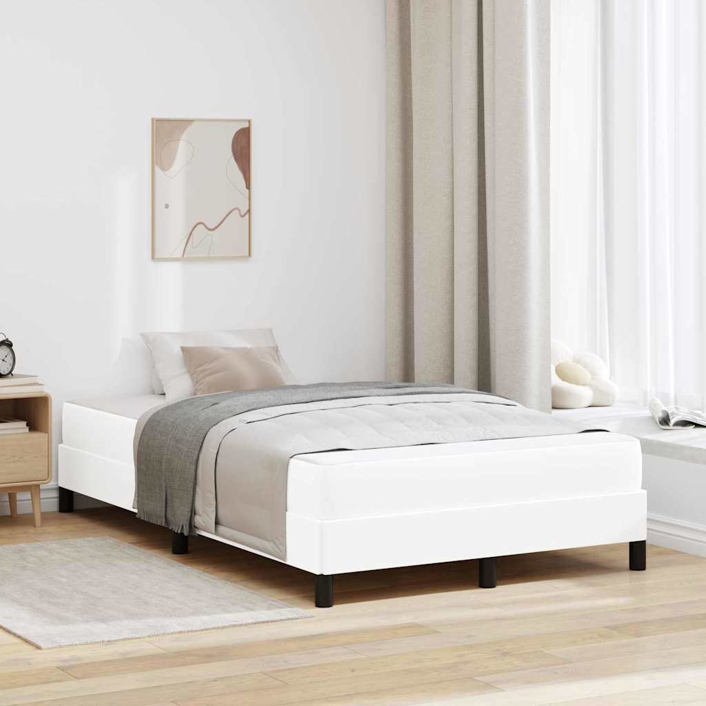 Bett mit Matratze Reinweiß 120 x 200 cm Kunstleder