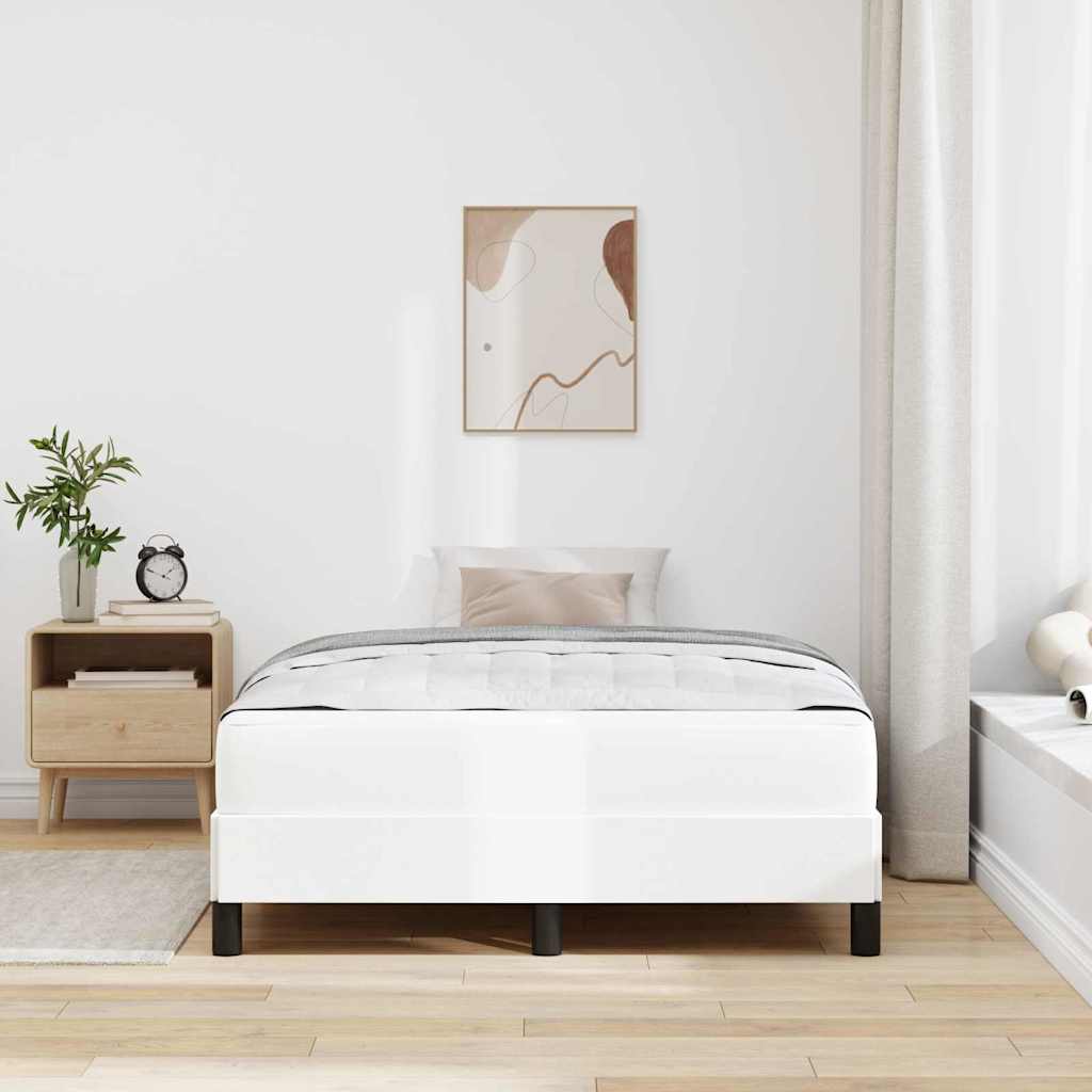Bett mit Matratze Reinweiß 120 x 200 cm Kunstleder