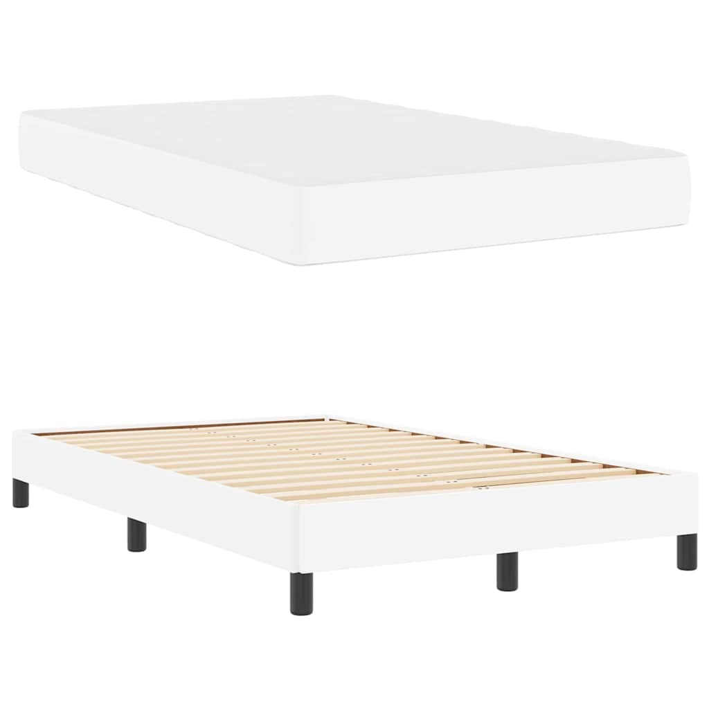 Bett mit Matratze Reinweiß 120 x 200 cm Kunstleder