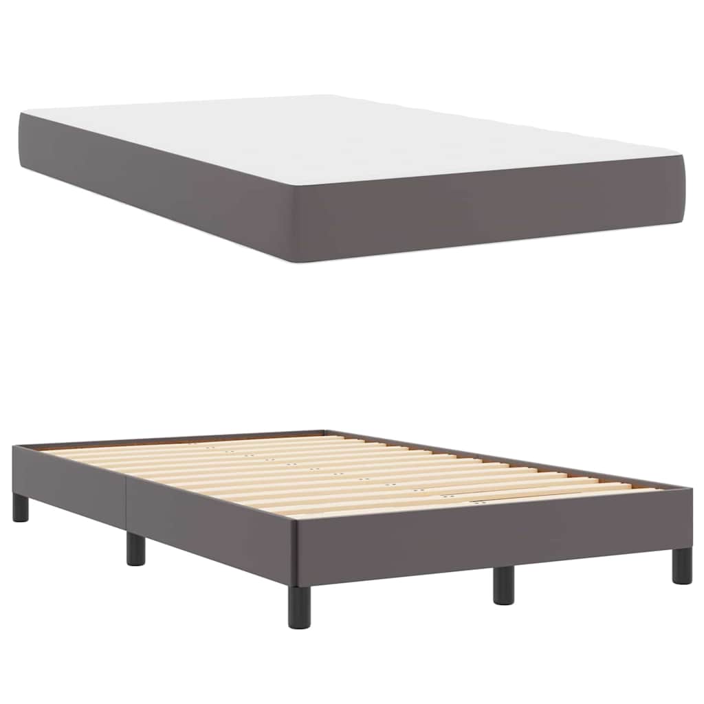 Bett mit Matratze Grau 120 x 200 cm Kunstleder