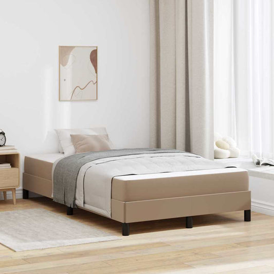 Bett mit Matratze Cappuccino 120 x 200 cm Kunstleder