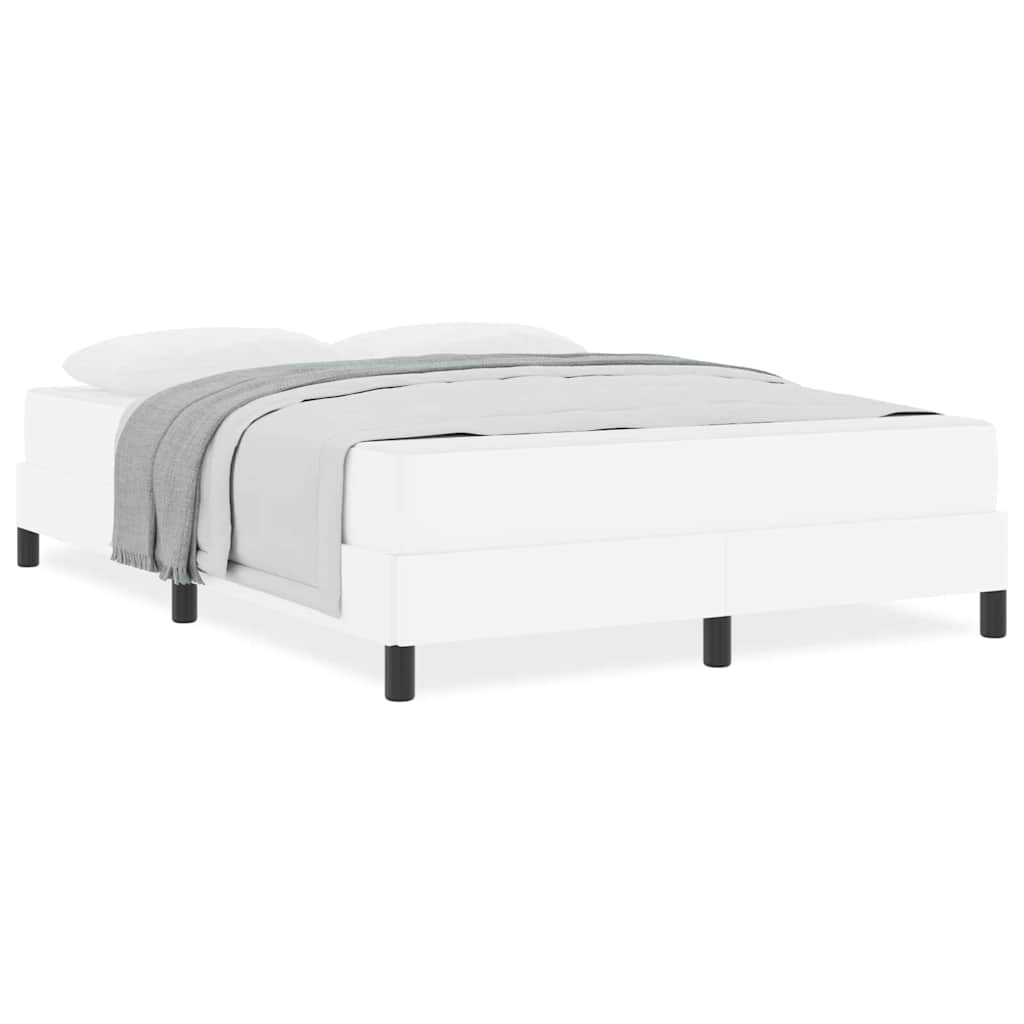 Bett mit Matratze Reinweiß 140 x 190 cm Kunstleder