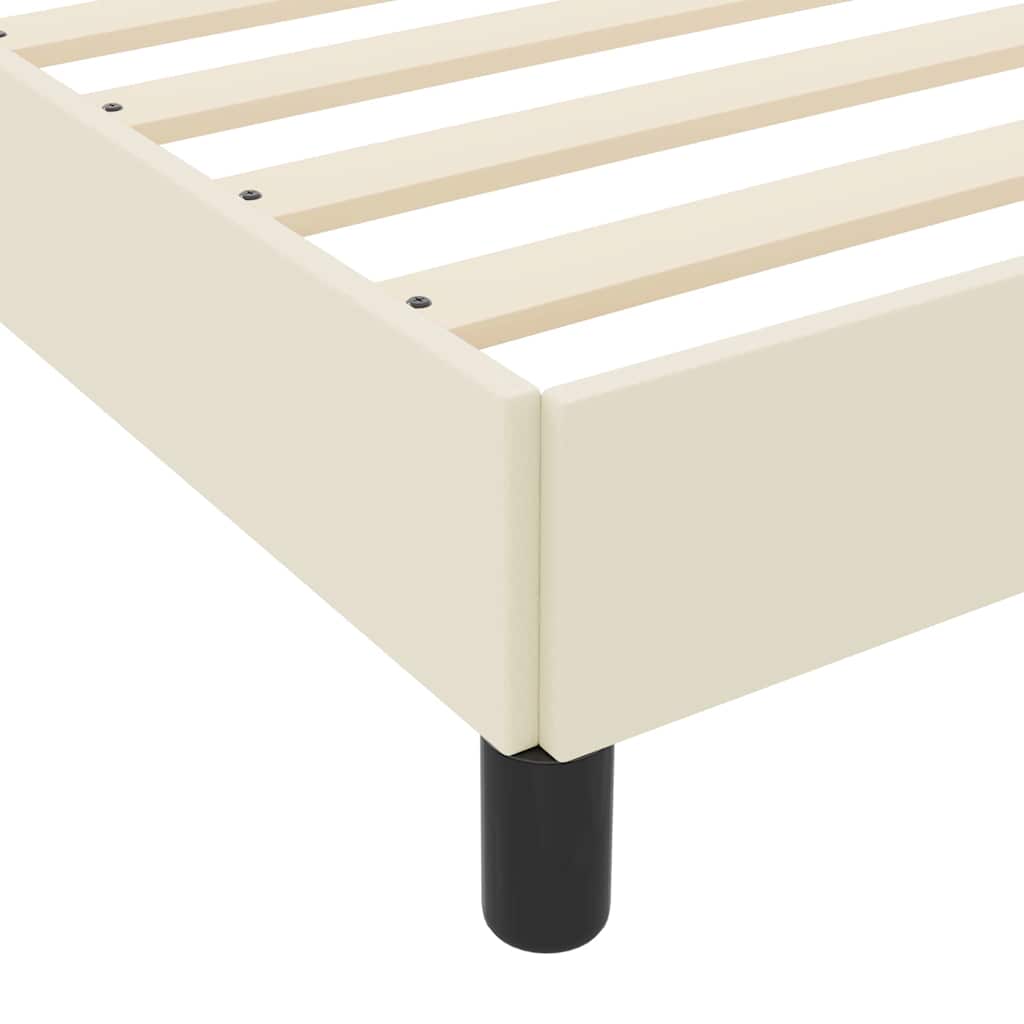 Bett mit Matratze Creme 140 x 190 cm Kunstleder