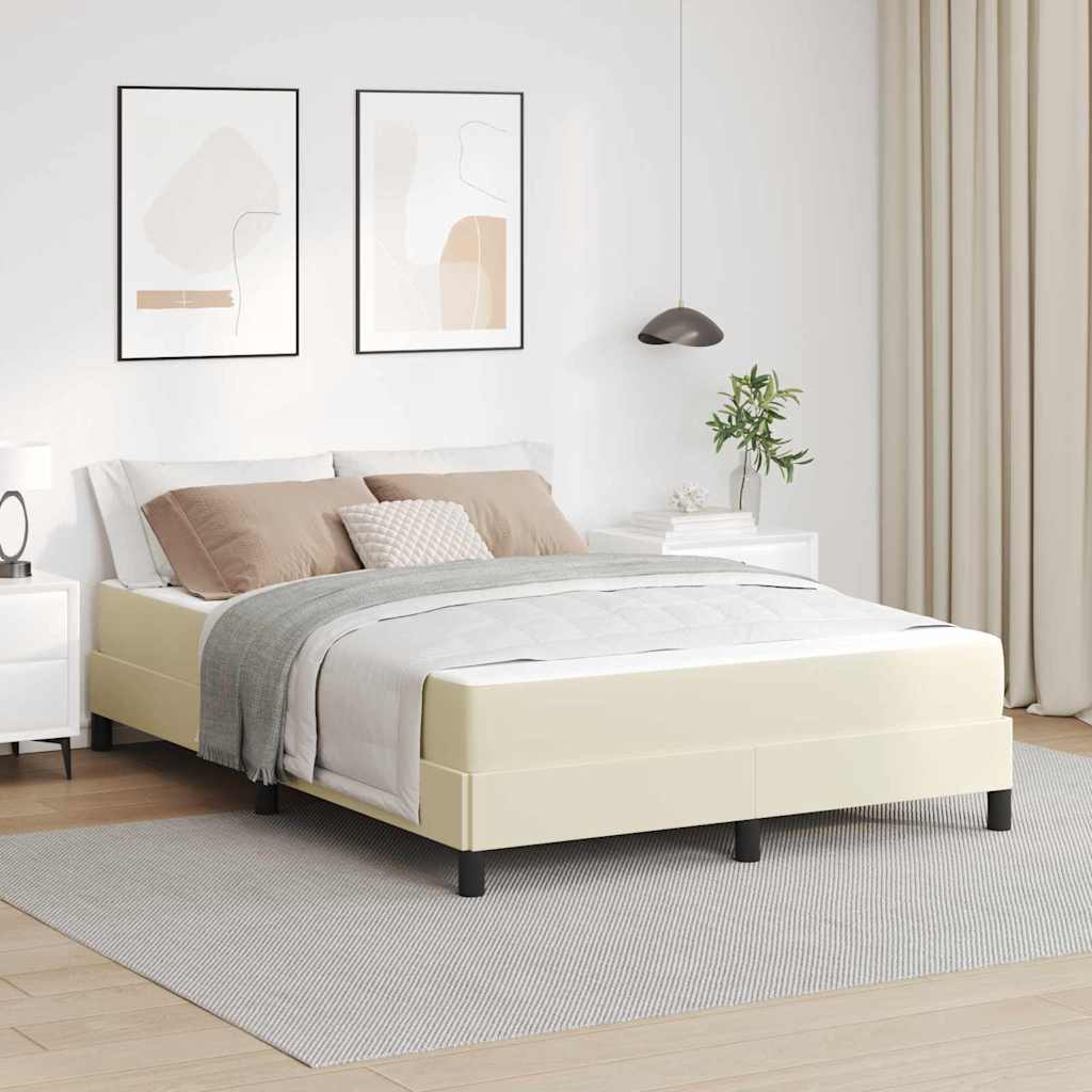 Bettrahmen mit Matratze Creme 140 x 190 cm Stoff
