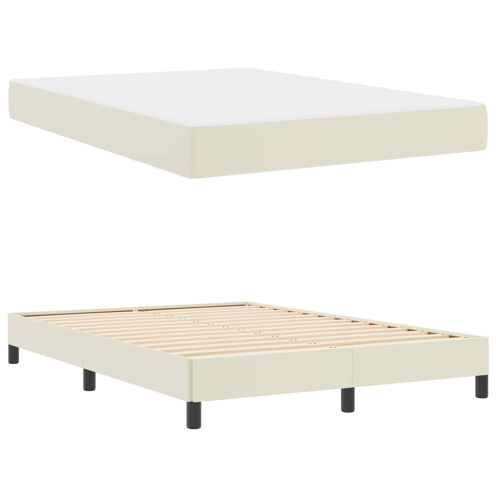 Bettrahmen mit Matratze Creme 140 x 190 cm Stoff