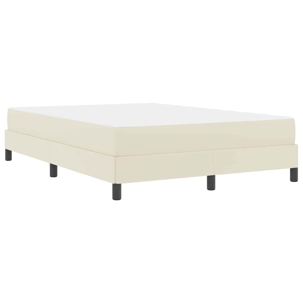 Bett mit Matratze Creme 140 x 190 cm Kunstleder