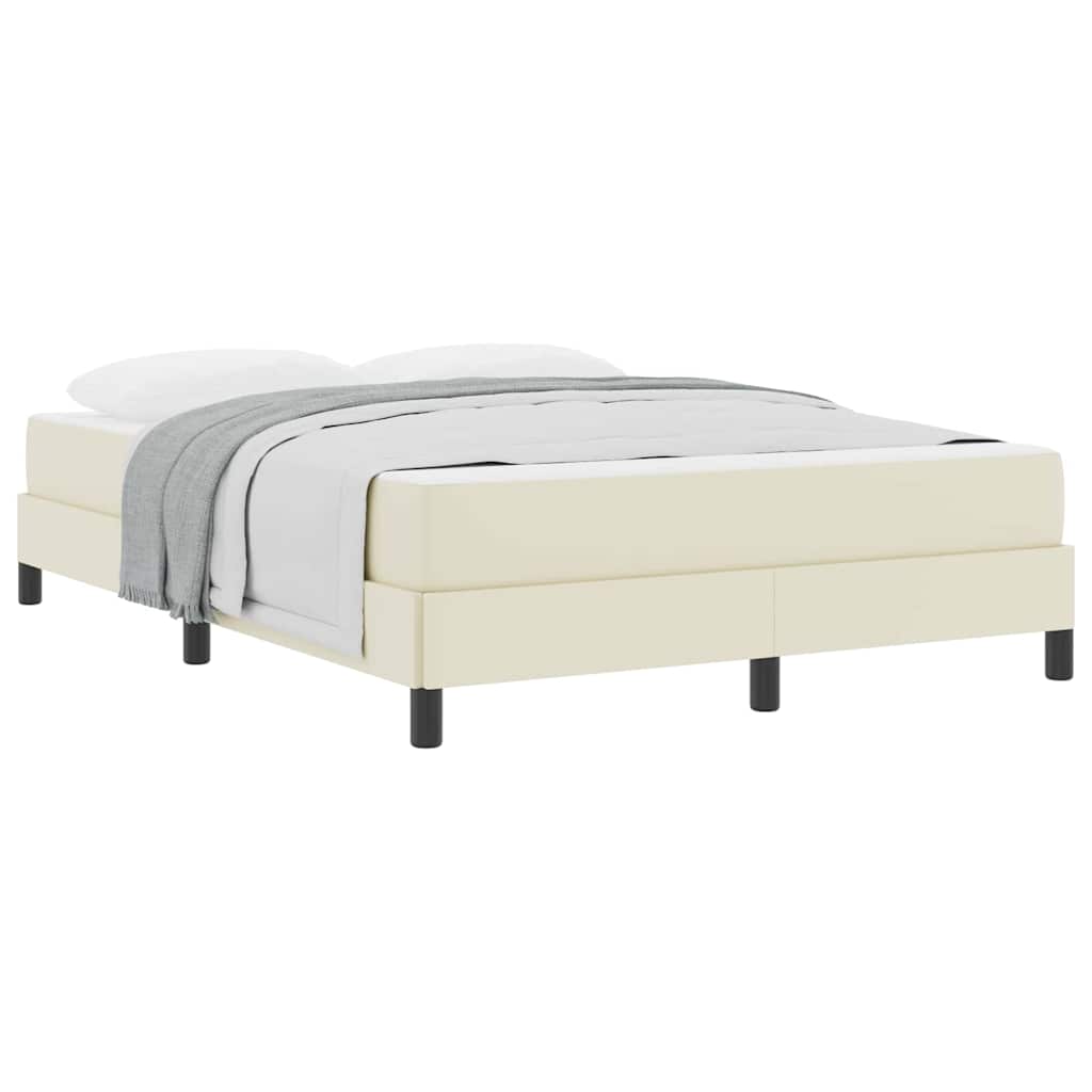 Bett mit Matratze Creme 140 x 190 cm Kunstleder