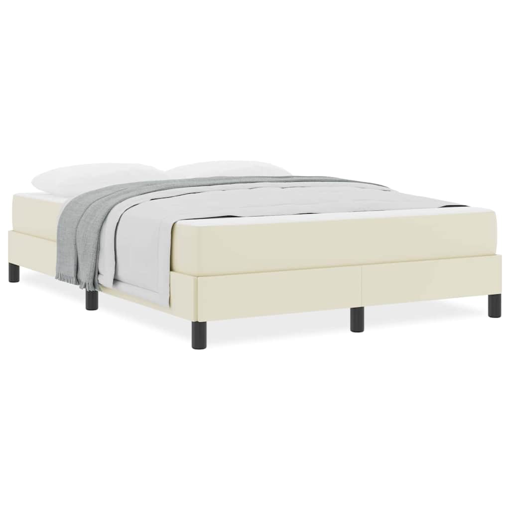 Bett mit Matratze Creme 140 x 190 cm Kunstleder