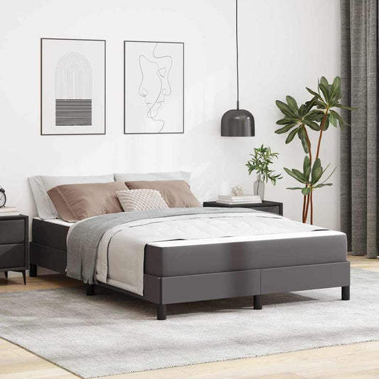 Bett mit Matratze Grau 140 x 190 cm Kunstleder