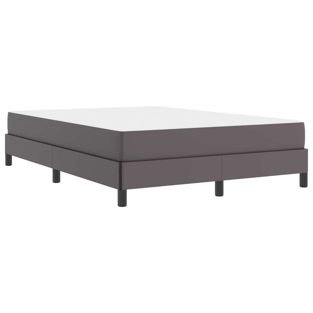 Bett mit Matratze Grau 140 x 190 cm Kunstleder