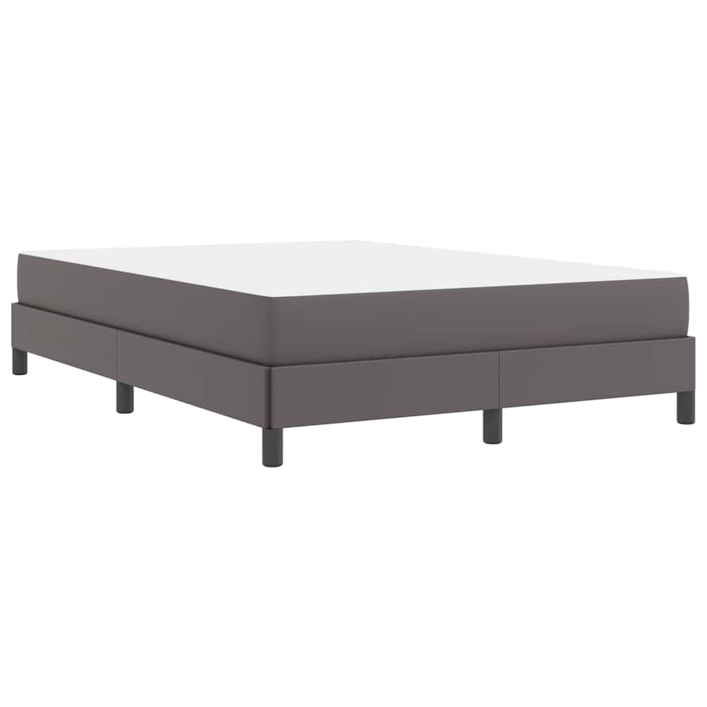 Bett mit Matratze Grau 140 x 190 cm Kunstleder