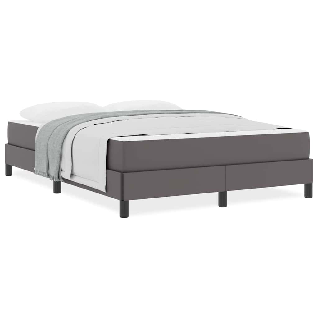 Bett mit Matratze Grau 140 x 190 cm Kunstleder