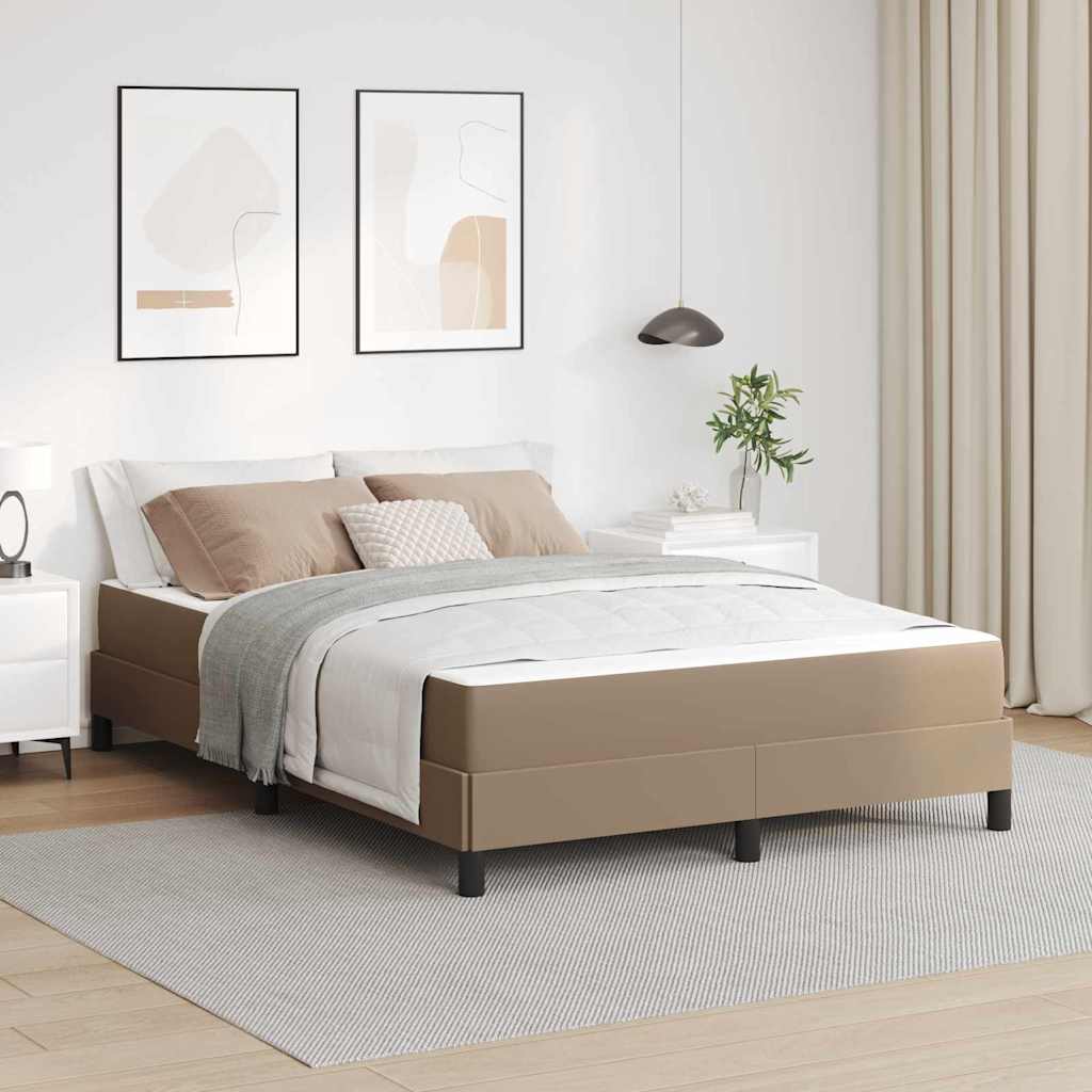Bett mit Matratze Cappuccino 140 x 190 cm Kunstleder
