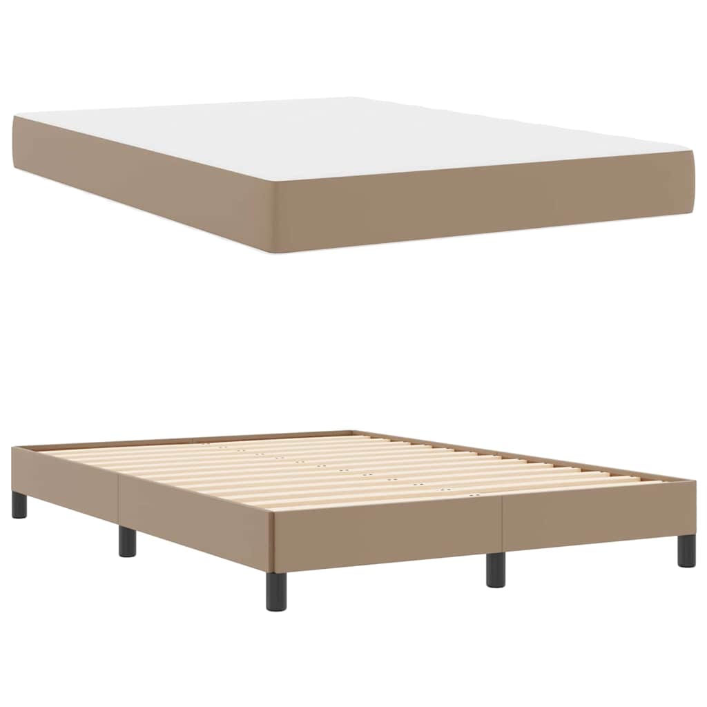 Bett mit Matratze Cappuccino 140 x 190 cm Kunstleder
