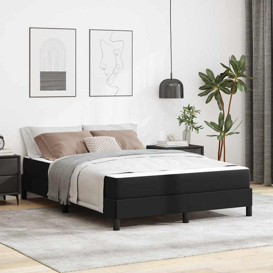 Bett mit Matratze Schwarz 140 x 200 cm Kunstleder
