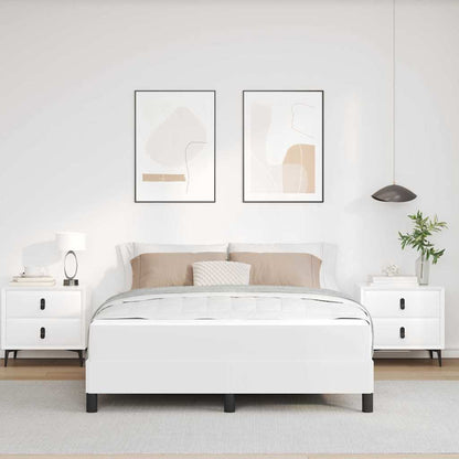 Bettrahmen mit Matratze Reinweiß 140 x 200 cm Stoff