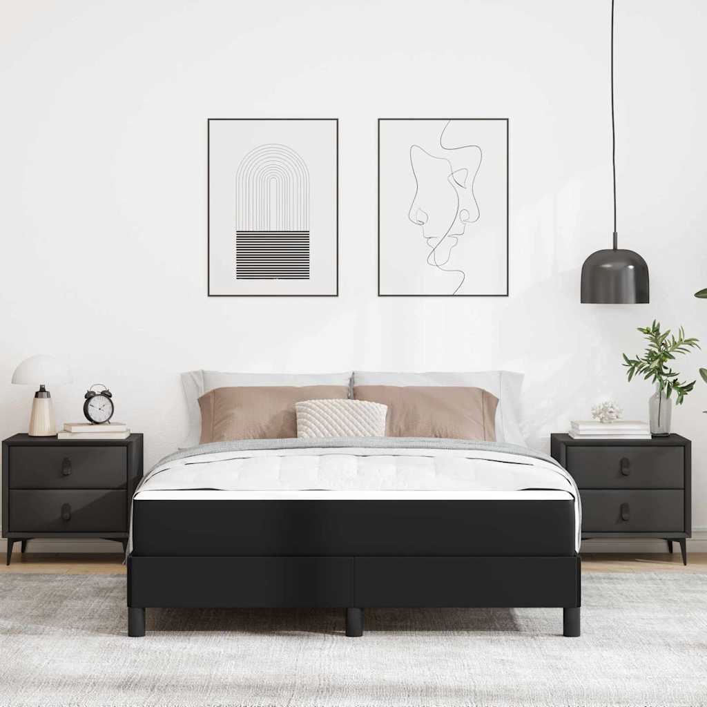 Bett mit Matratze Schwarz 160 x 200 cm Kunstleder