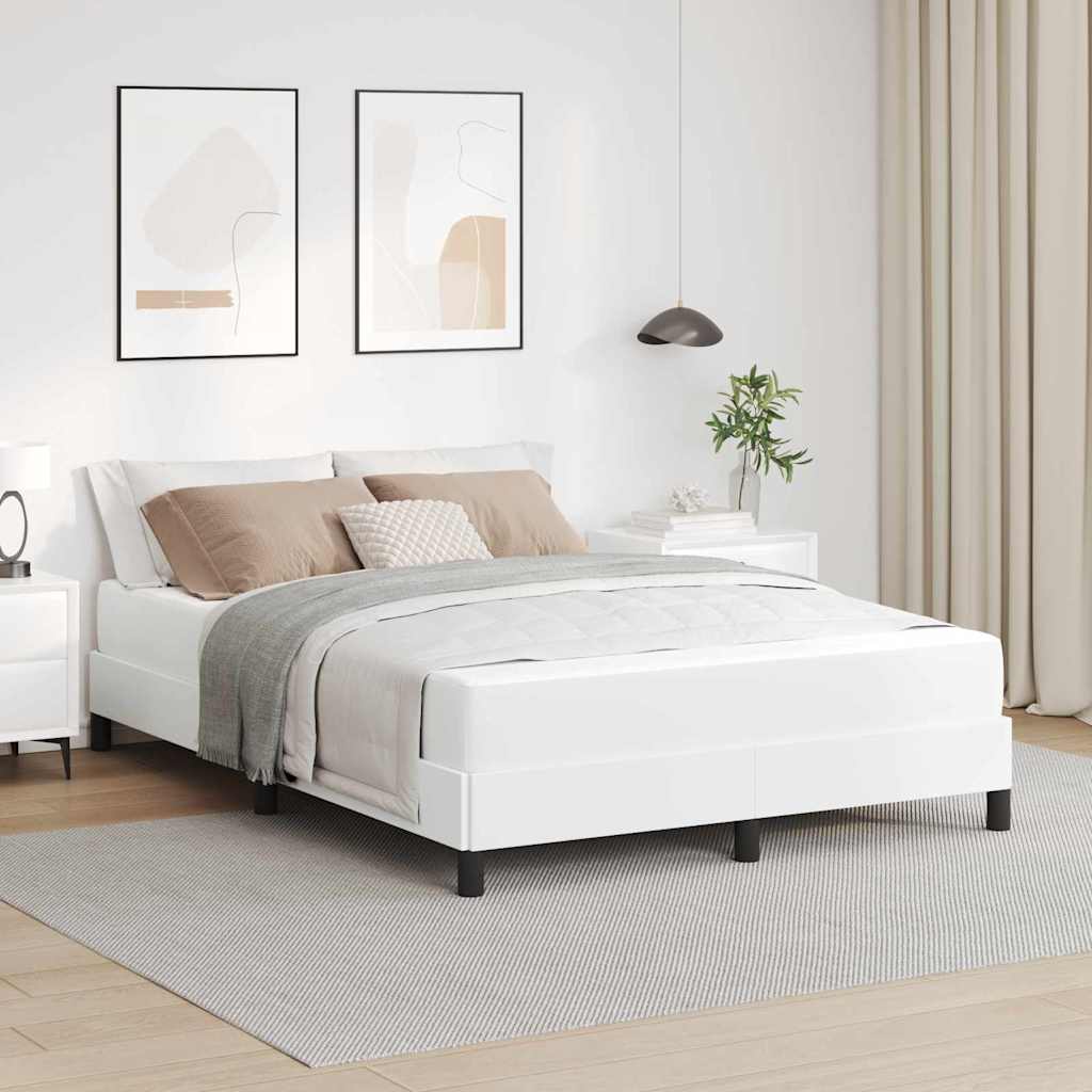 Bett mit Matratze Reinweiß 160 x 200 cm Kunstleder