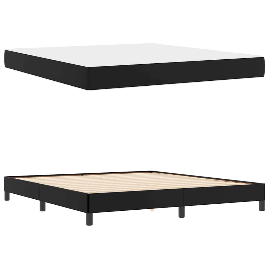Bett mit Matratze Schwarz 180 x 200 cm Kunstleder