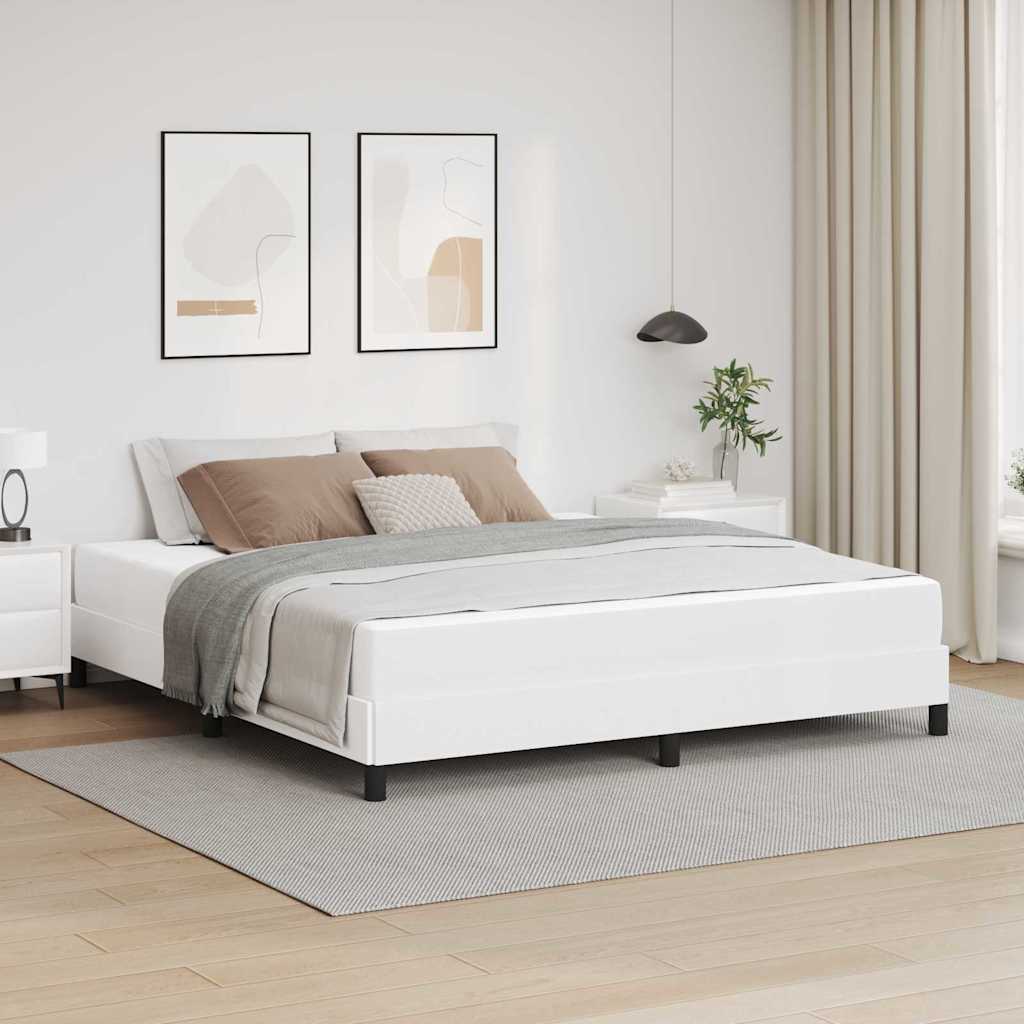 Bett mit Matratze Reinweiß 180 x 200 cm Kunstleder
