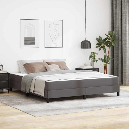 Bett mit Matratze Grau 180 x 200 cm Kunstleder