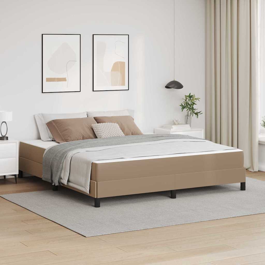 Bett mit Matratze Cappuccino 180 x 200 cm Kunstleder