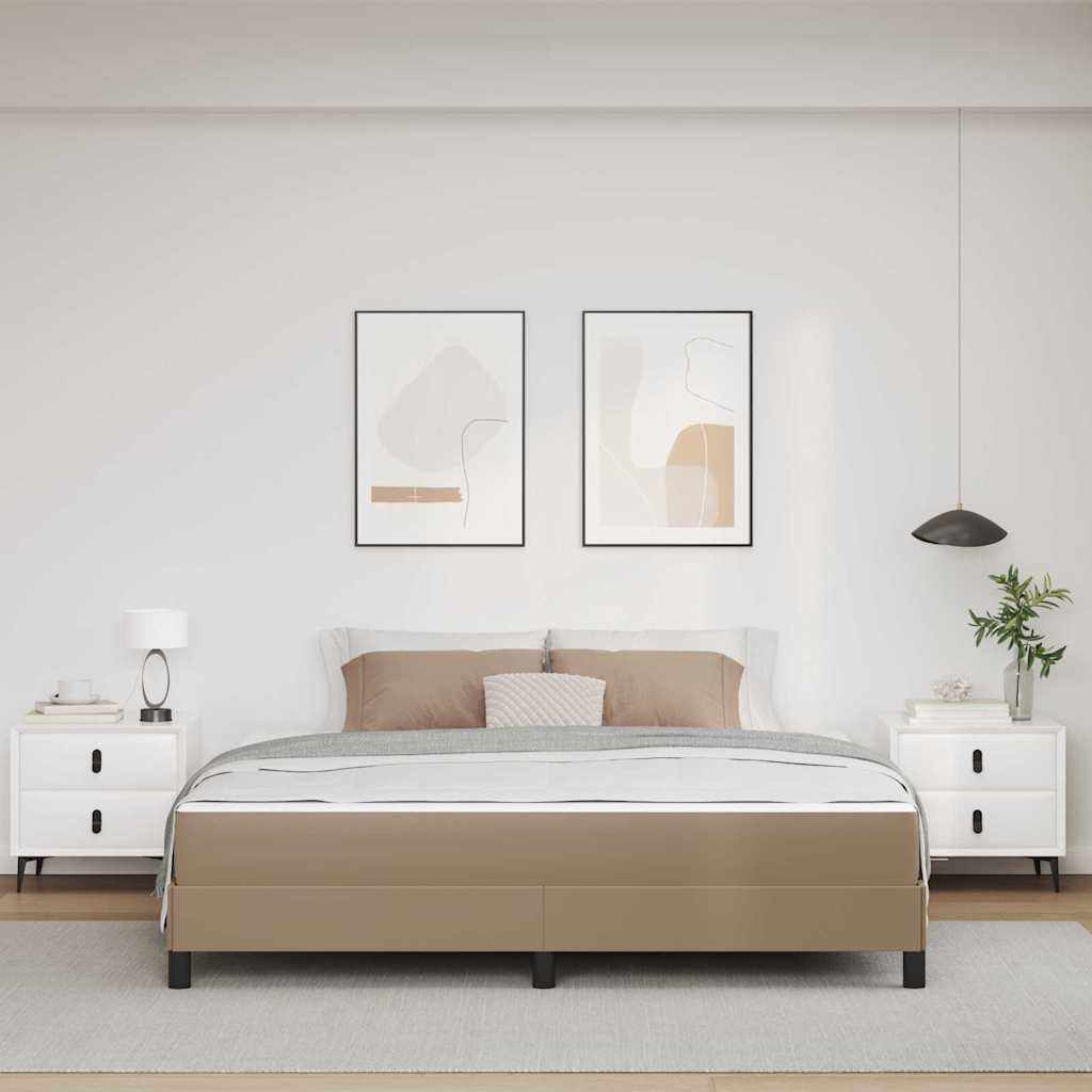 Bett mit Matratze Cappuccino 180 x 200 cm Kunstleder