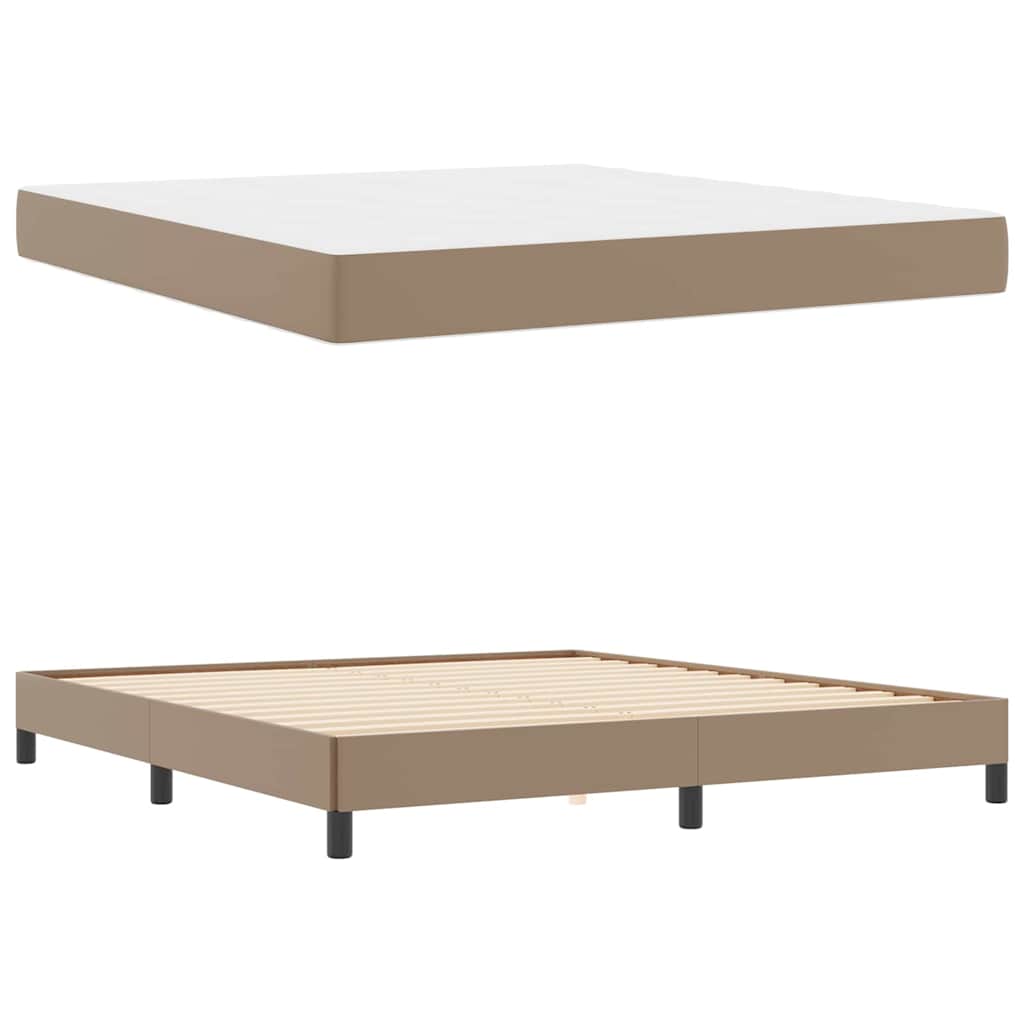 Bett mit Matratze Cappuccino 180 x 200 cm Kunstleder