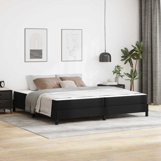 Bett mit Matratze Schwarz 200 x 200 cm Kunstleder