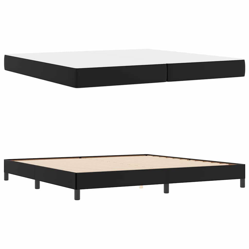 Bett mit Matratze Schwarz 200 x 200 cm Kunstleder