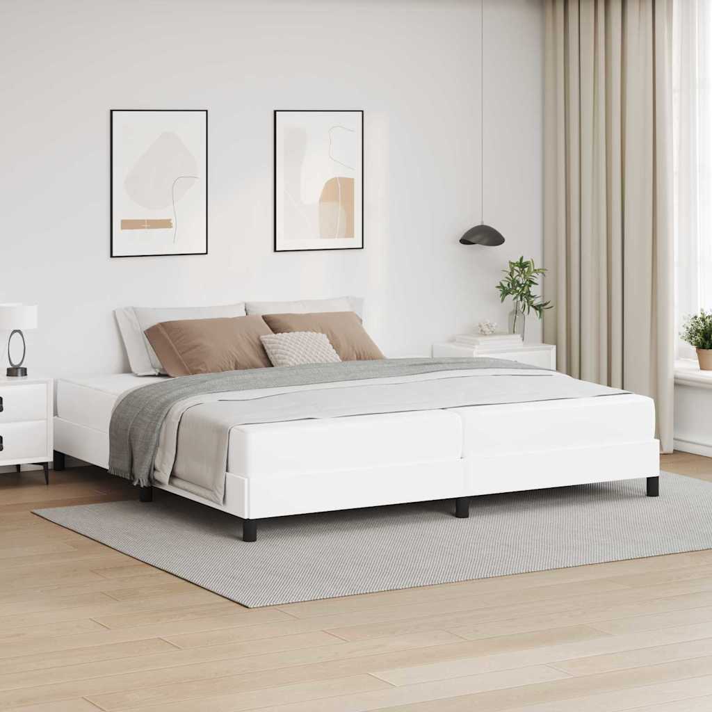 Bett mit Matratze Reinweiß 200 x 200 cm Kunstleder