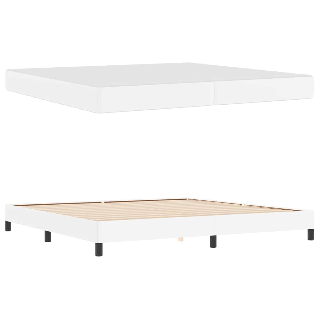 Bett mit Matratze Reinweiß 200 x 200 cm Kunstleder