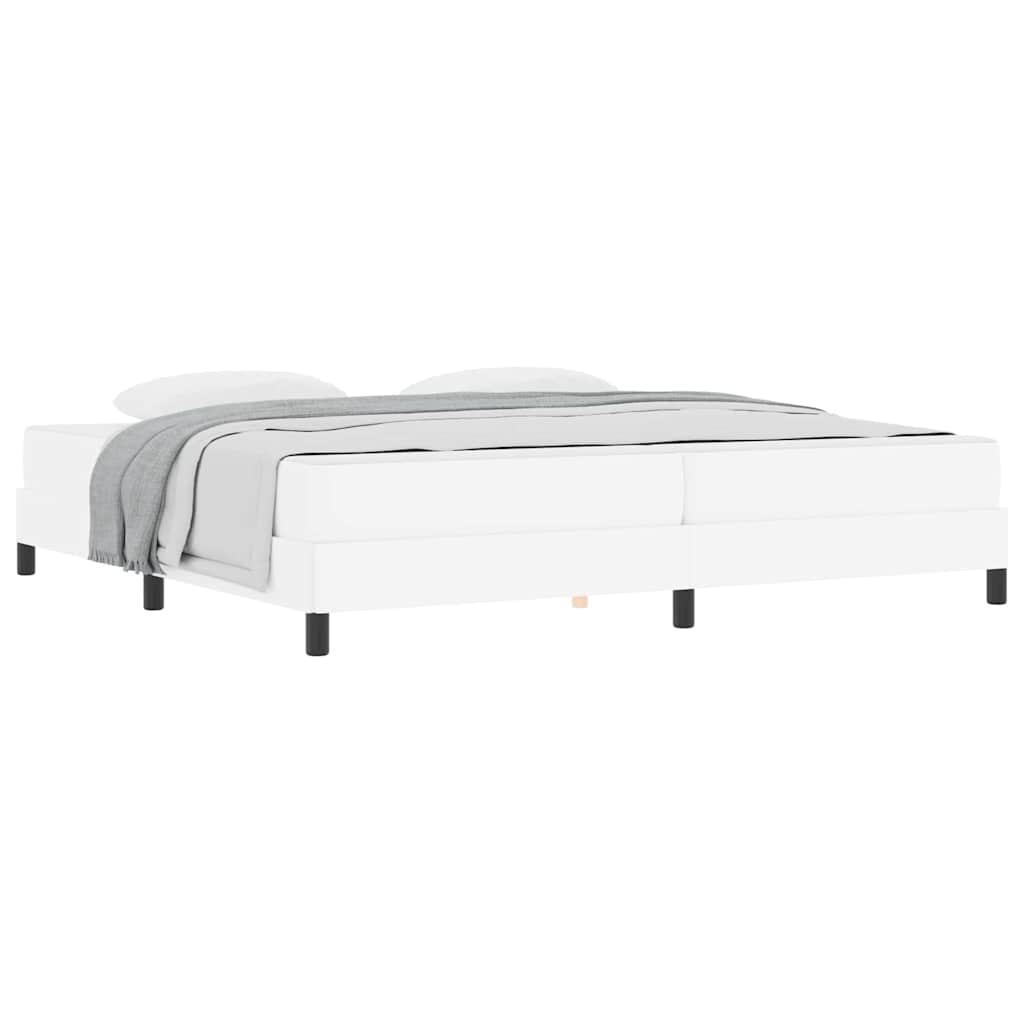 Bett mit Matratze Reinweiß 200 x 200 cm Kunstleder