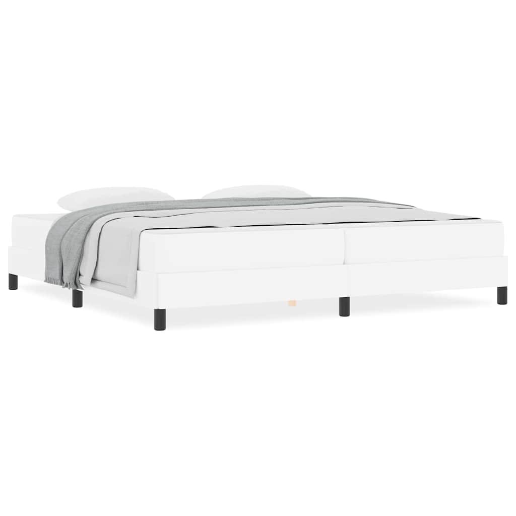 Bett mit Matratze Reinweiß 200 x 200 cm Kunstleder