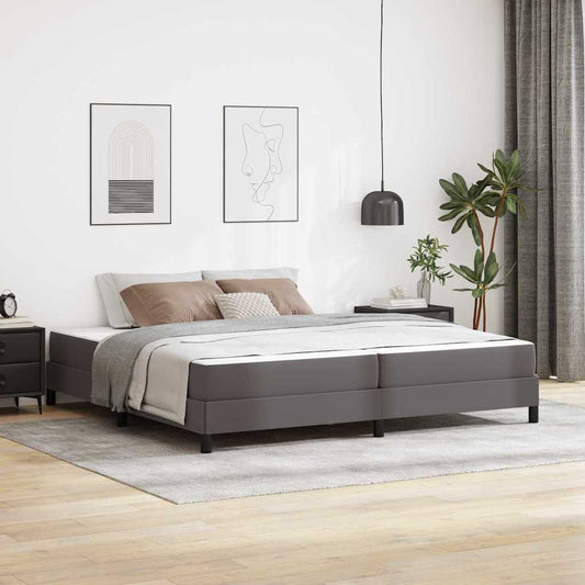 Bett mit Matratze Grau 200 x 200 cm Kunstleder