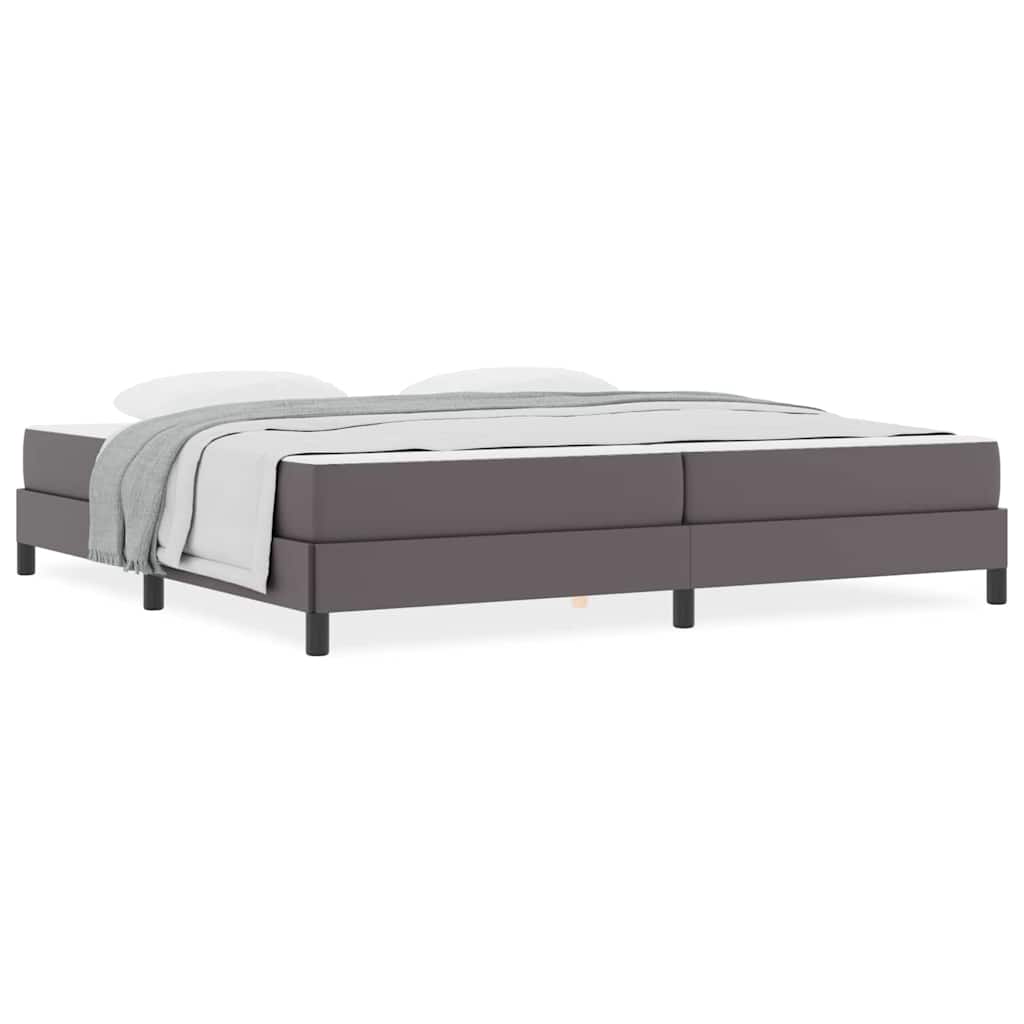 Bett mit Matratze Grau 200 x 200 cm Kunstleder