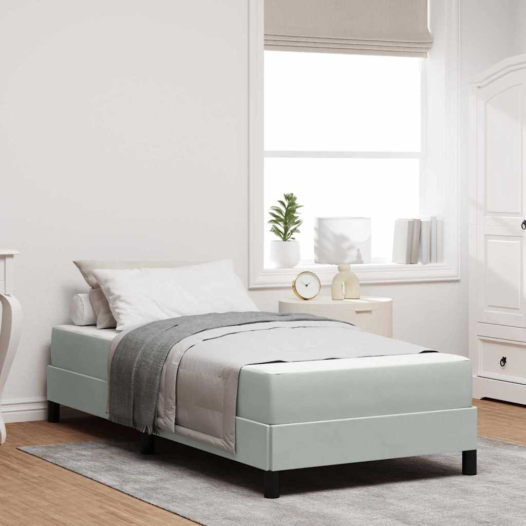 Boxspringbett mit Matratze Hellgrau 80 x 200 cm Stoff