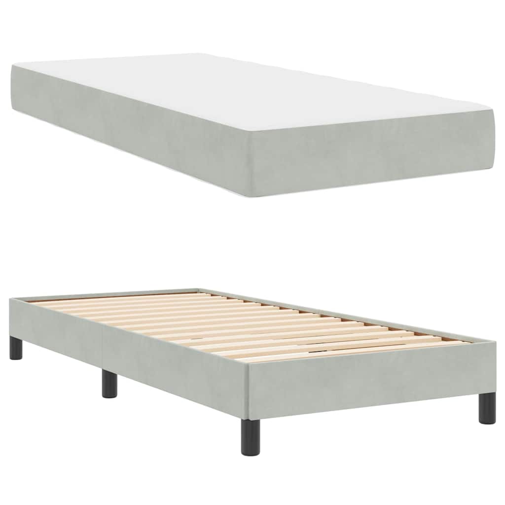 Boxspringbett mit Matratze Hellgrau 80 x 200 cm Stoff