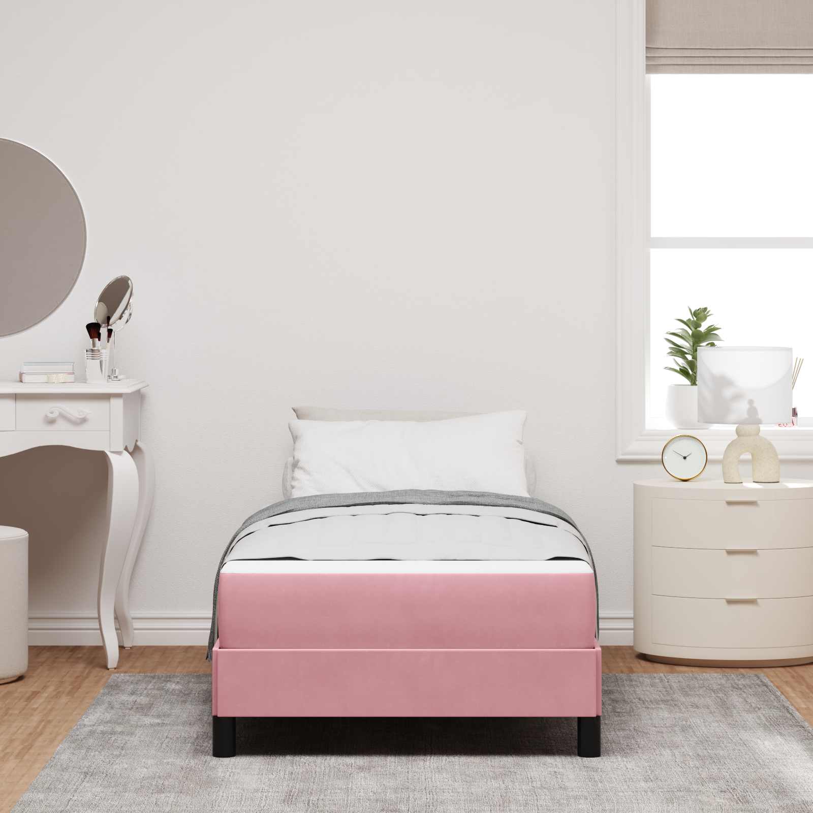 Boxspringbett mit Matratze Rosa 80 x 200 cm Stoff
