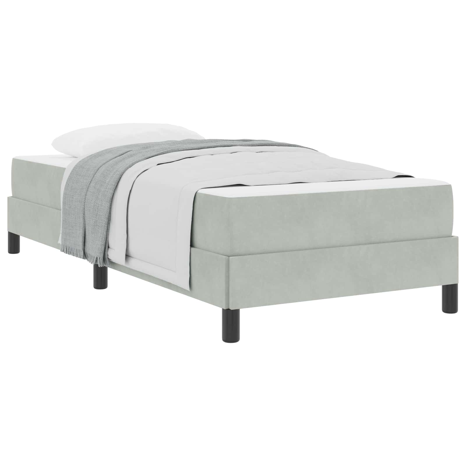 Boxspringbett mit Matratze Hellgrau 90 x 190 cm Stoff