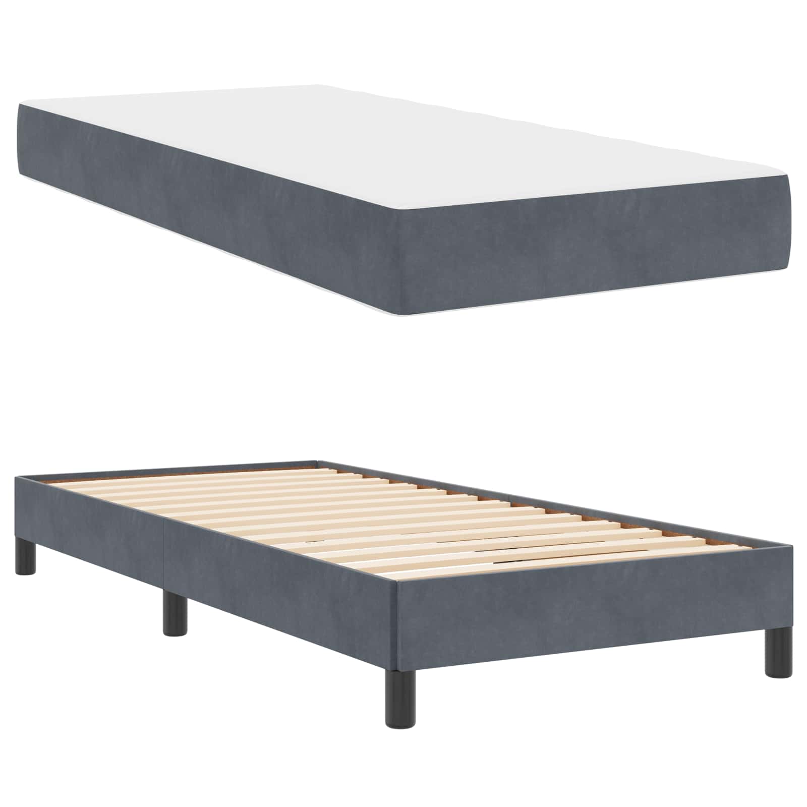 Boxspringbett mit Matratze Dunkelgrau 90 x 190 cm Stoff