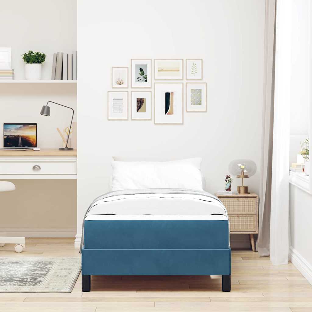 Boxspringbett mit Matratze Dunkelblau 90 x 190 cm Stoff
