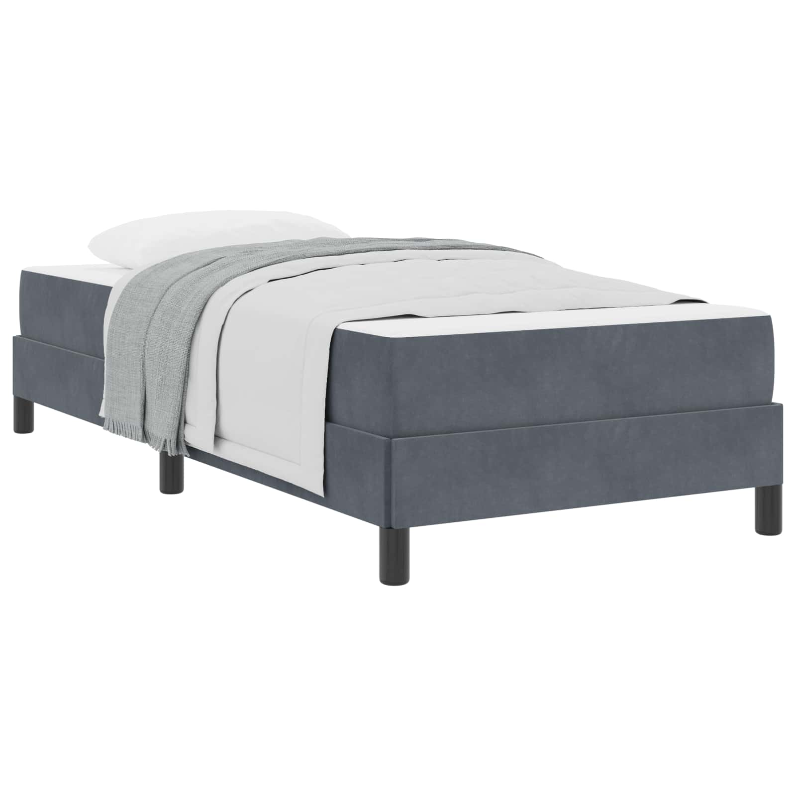 Boxspringbett mit Matratze Dunkelgrau 90 x 200 cm Stoff